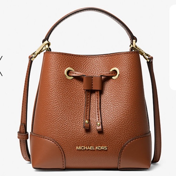 Michael Kors Mercer Small Pebbled Drawstring Leather Bucket Bag - Picture 1 of 3